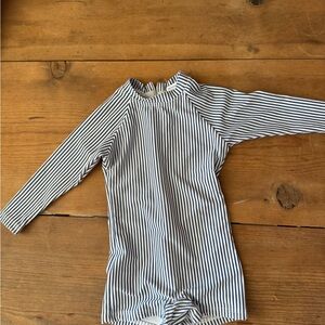 Minnow Blue and White Rashguard Swimsuit